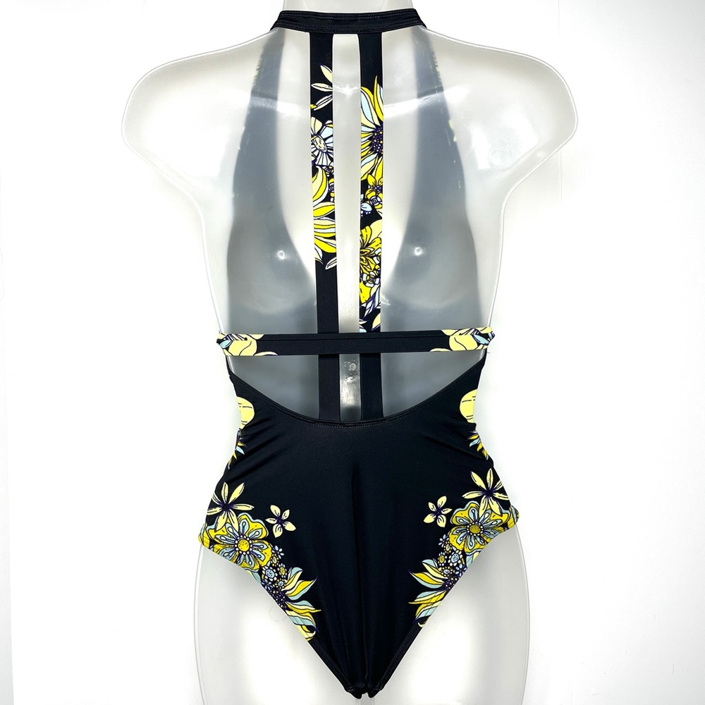 Free People Out From Under Floral Plunge Swimsuit One Piece size S 4 6 Deep V - Picture 7 of 10
